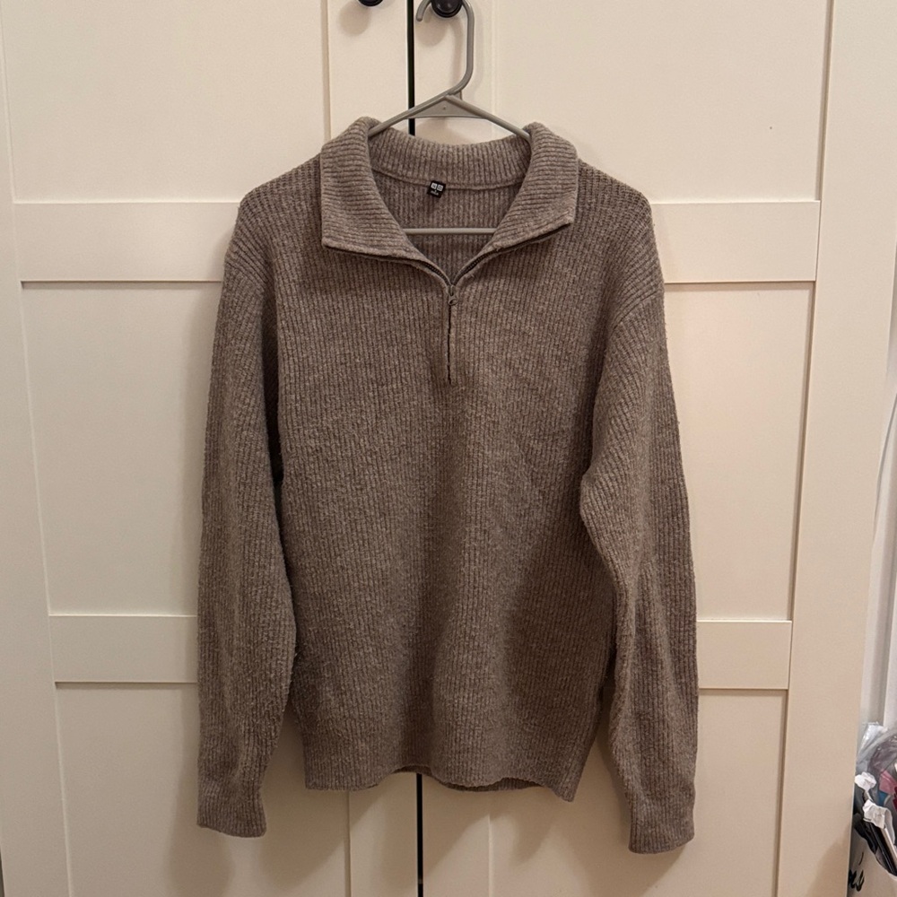 Uniqlo Men's Tan Zip-Up Sweater